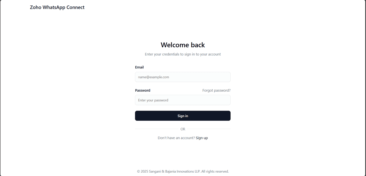 WhatsApp CRM Login Interface