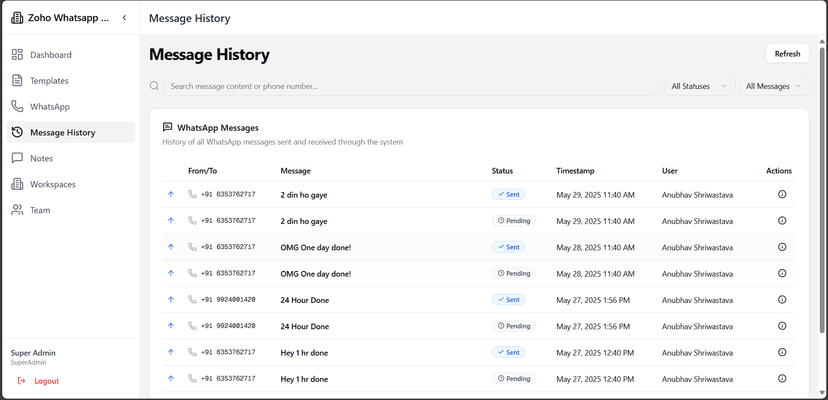 WhatsApp Message History