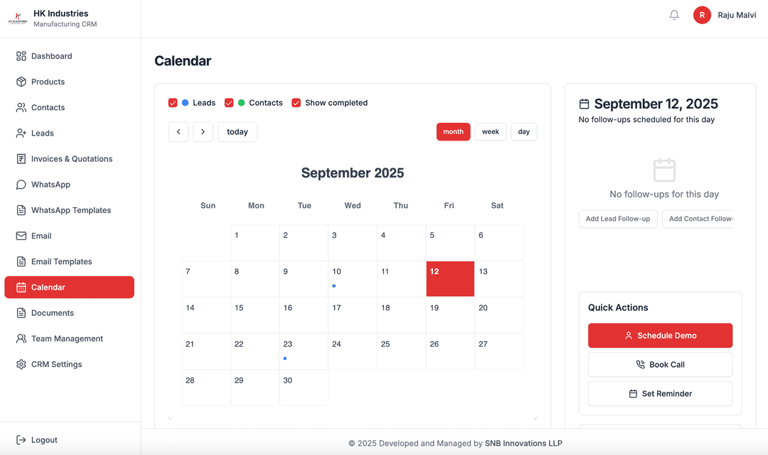 Calendar with tasks and reminders