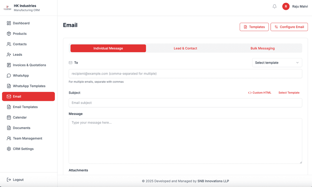 Email campaign list and performance