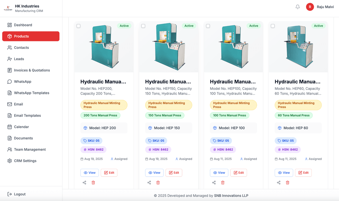 Product list and detailed product page