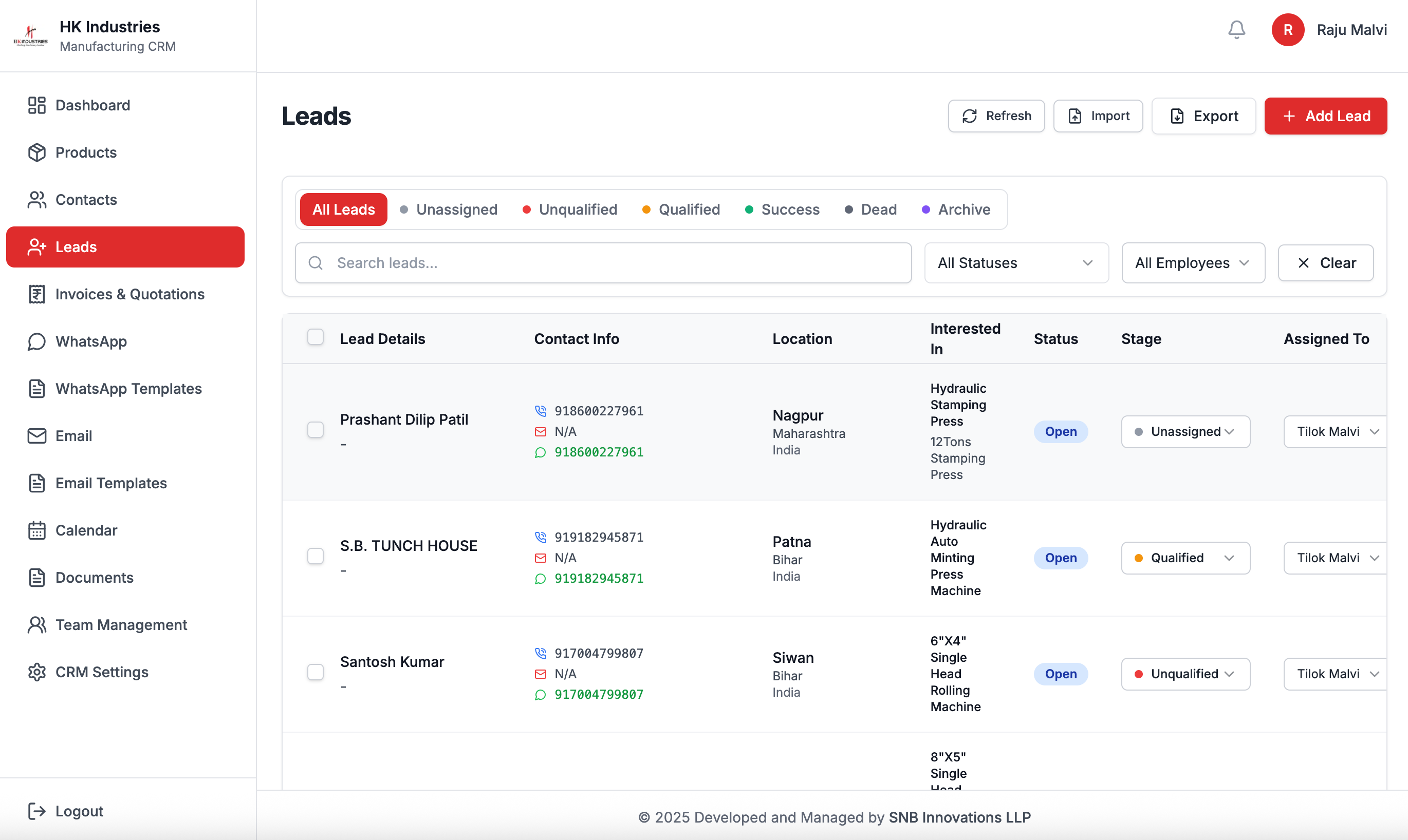 Lead management system